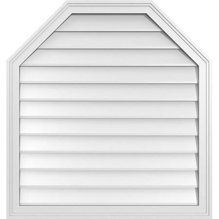 Ekena Millwork Octagonal Top Surface Mount PVC Gable Vent w/ 2"W x 1-1/2"P Brickmould Frame, 32"W x 34"H GVPOT32X3402SN